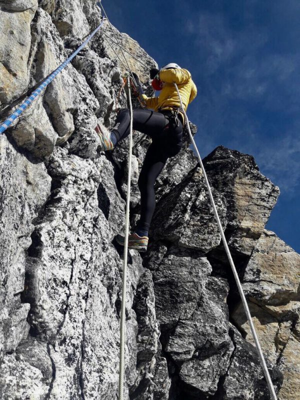 Alex climbing the infamous yellow tower at 6000m