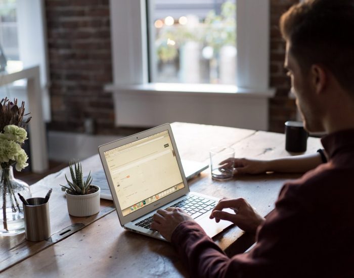 Self employed person doing his tax returns digitally